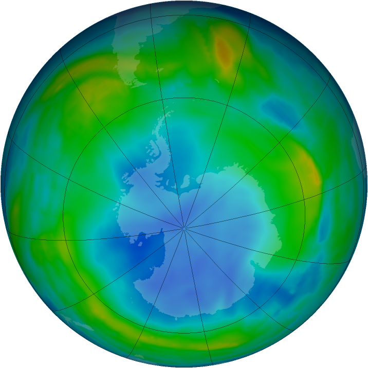 Antarctic ozone map for 02 July 2013